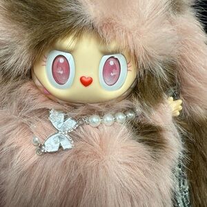 Pink Fur Plush Fashion Doll with Pearl Charm